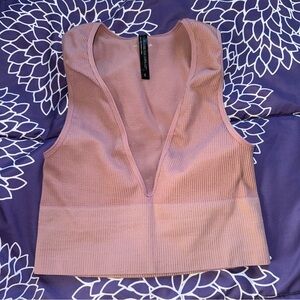 out from under deep v neck crop top